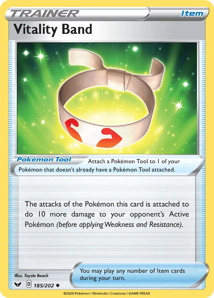 2020 Sword & Shield Vitality Band #185/202 Uncommon card image