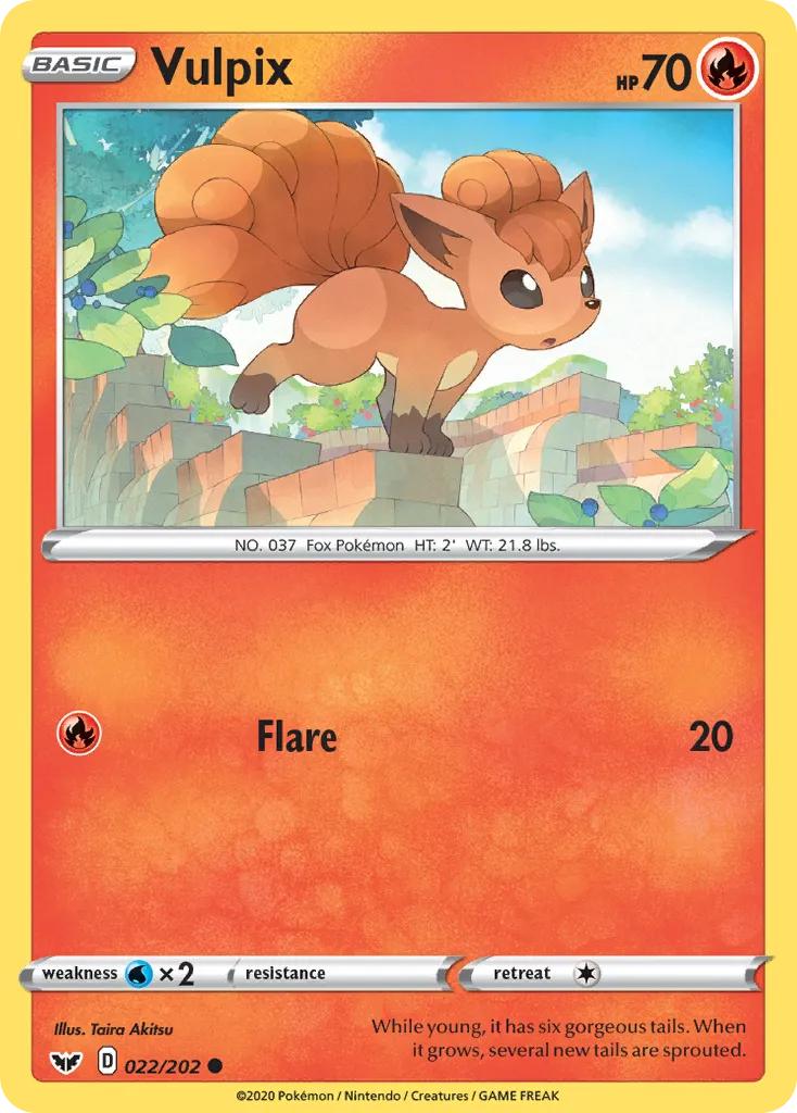 2020 Sword & Shield Vulpix Common #022/202 Common card image