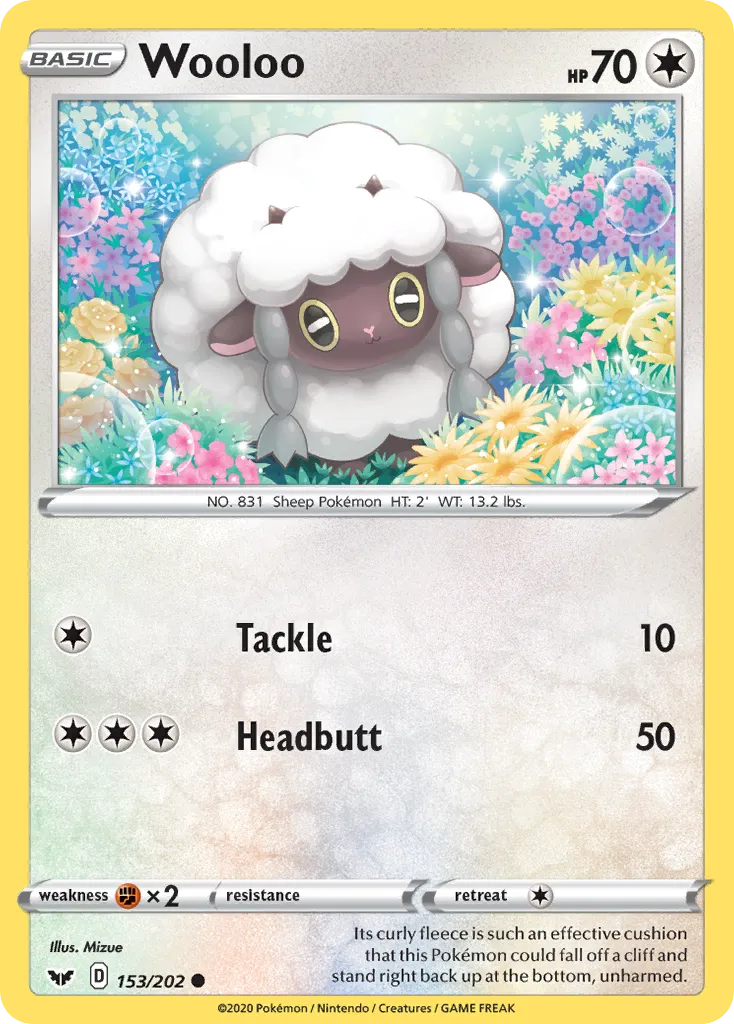 2020 Sword & Shield Wooloo Common #152/202 Common card image