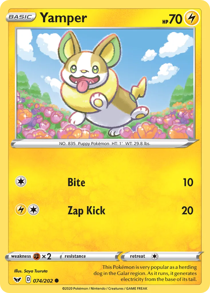 2020 Sword & Shield Yamper #074/202 Common card image