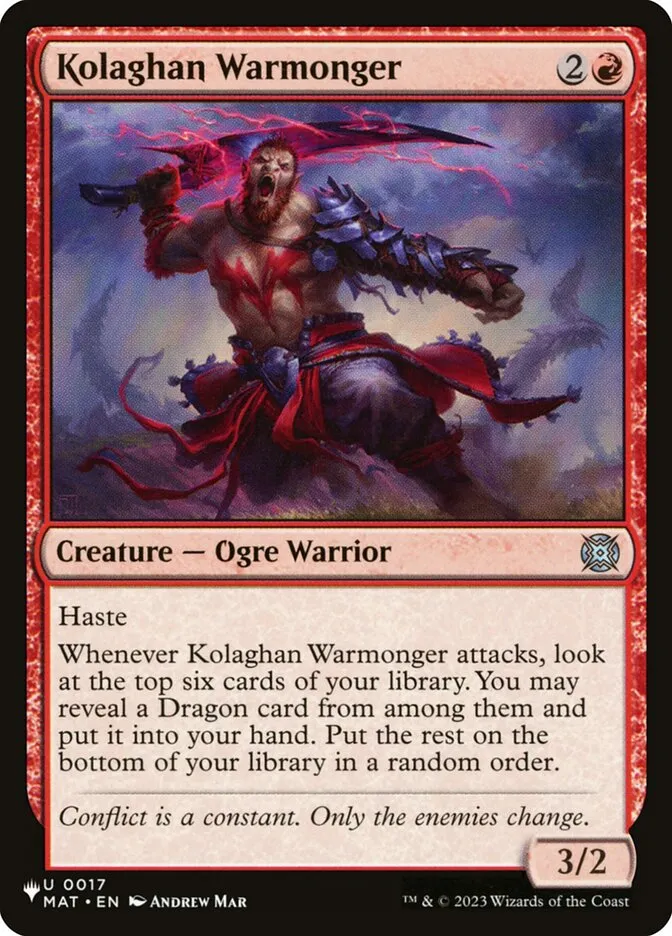 2020 The List Kolaghan Warmonger uncommon #MAT-17 unlisted card image