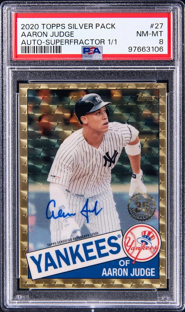 2020 Topps Aaron Judge Silver Pack '85 Chrome Promo Autographs SuperFractor #85C-27 card image
