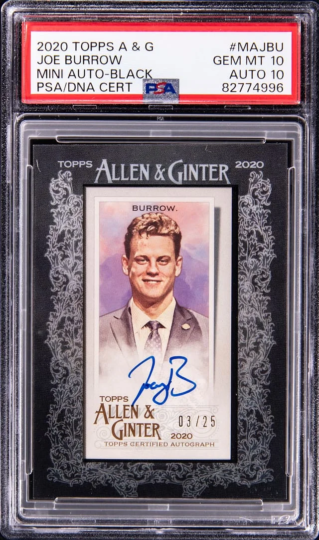 2020 Topps Allen & Ginter Joe Burrow Mini Autographs Black #MA-JBU card image