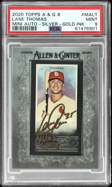 2020 Topps Allen & Ginter Lane Thomas X Mini Autographs Silver-Gold Ink #MALT card image