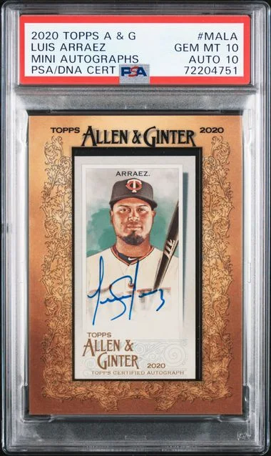 2020 Topps Allen & Ginter Luis Arraez Mini Autographs #Mala card image