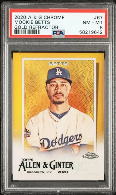 2020 Topps Allen & Ginter Mookie Betts Chrome Gold Refractor #67 card image