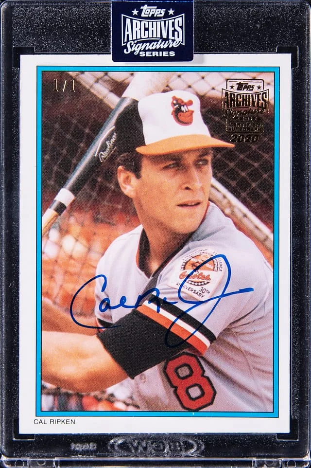 2020 Topps Archives Cal Ripken Jr Signatures Series 1985 Topps #24 card image