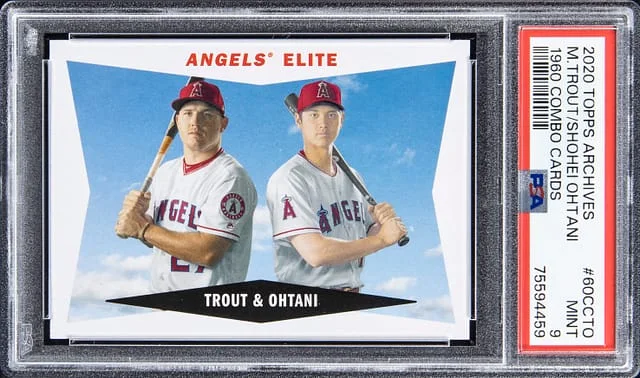 2020 Topps Archives Mike Trout, Shohei Ohtani 1960 Combo Cards #60CCTO card image