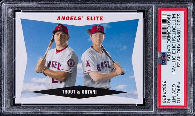 2020 Topps Archives Mike Trout/Shohei Ohtani 1960 Combo Cards #60CC-TO card image