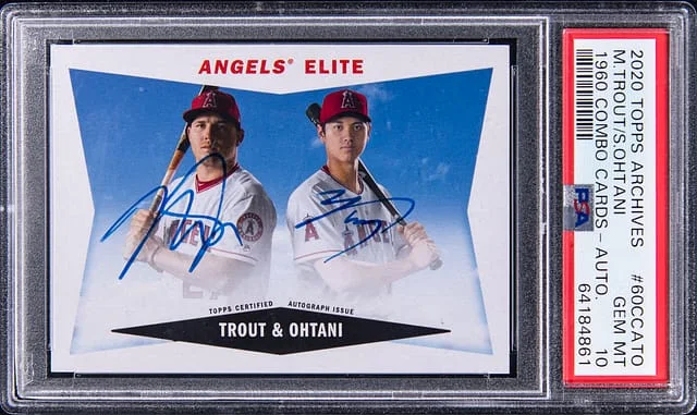 2020 Topps Archives Mike Trout/Shohei Ohtani 1960 Combo Cards Autograph #60CCA-TO card image