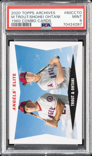 2020 Topps Archives Mike Trout/Shohei Ohtani 1960 Combo Cards #60CCTO card image