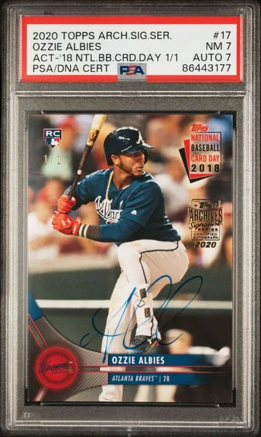 2020 Topps Archives Signature Series Ozzie Albies Active 2018 Topps National Baseball Card Day #17 card image