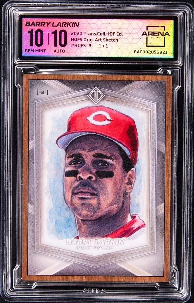 2020 Topps Barry Larkin - AC GEM MT 10, AC 10 Transcendent Collection HOF Edition Hall of Fame Original Art Sketch #HOFS-BL card image