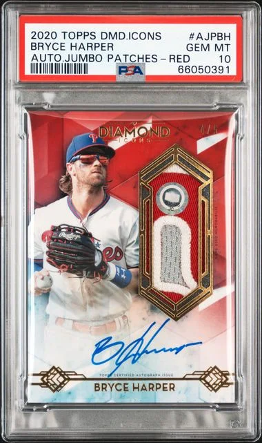 2020 Topps Bryce Harper Diamond Icons Autographed Jumbo Patches #AJPBH card image