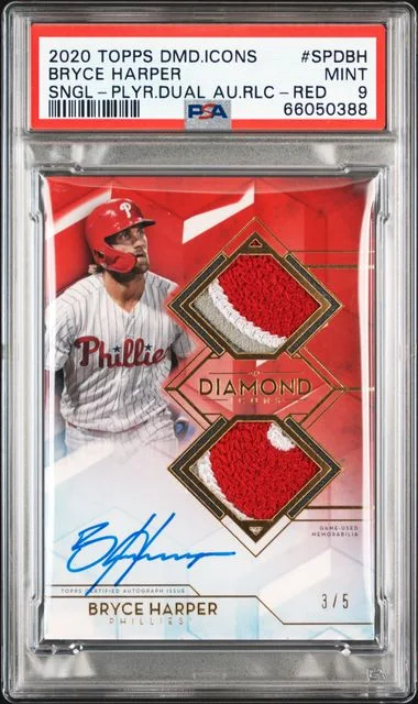 2020 Topps Bryce Harper Diamond Icons Single-Player Dual Autographed Relics #SPDBH card image