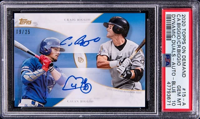 2020 Topps Cavan Biggio/Craig Biggio On Demand Dynamic Duals Autographs Blue #15-A card image