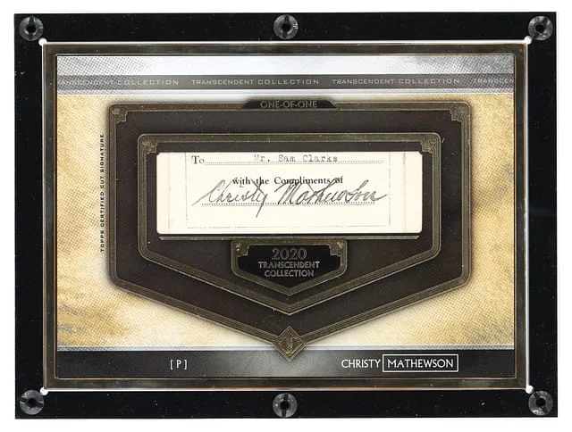 2020 Topps Christy Mathewson Transcendent Collection Oversized Cut Signature Box Topper #TCS-CM card image