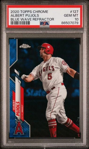 2020 Topps Chrome Albert Pujols Blue Wave Refractor #127 card image