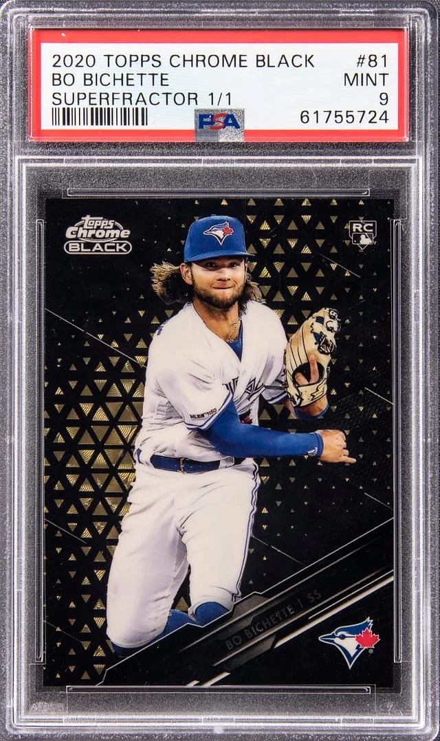 2020 Topps Chrome Black Bo Bichette SuperFractor #81 card image