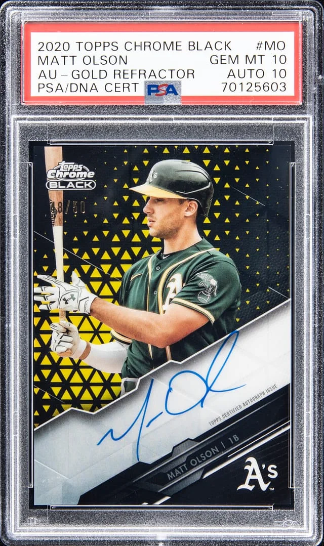 2020 Topps Chrome Black Matt Olson Autograph - Gold Refractor #MO card image