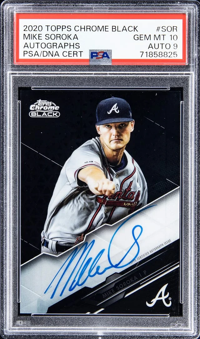 2020 Topps Chrome Black Mike Soroka Autograph #SOR card image