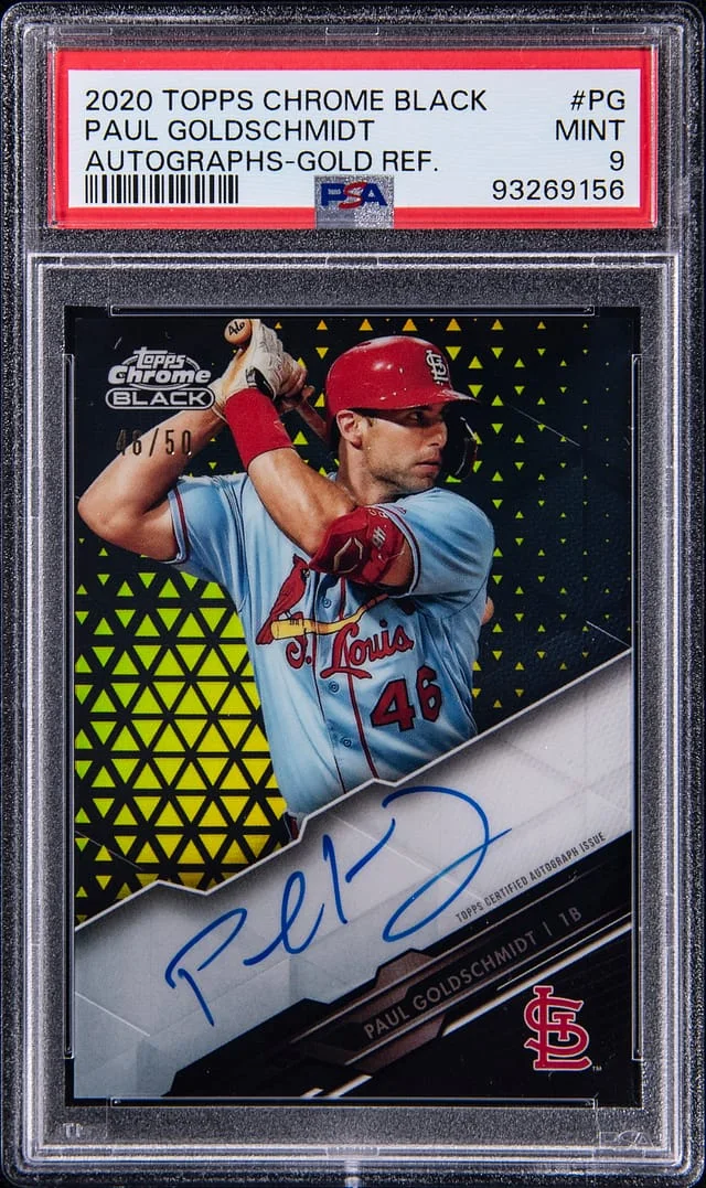 2020 Topps Chrome Black Paul Goldschmidt Autograph Gold Refractor #CBA-PG card image