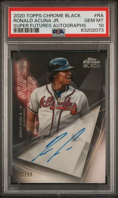 2020 Topps Chrome Black Ronald Acuna Jr. Super Futures Autographs #RA card image