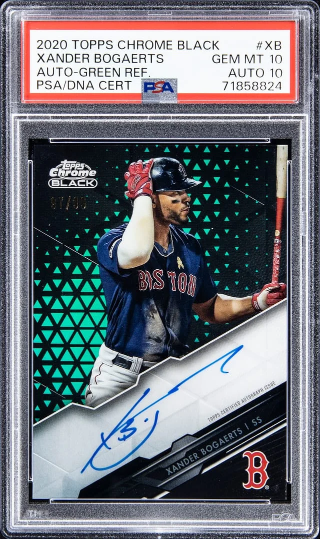 2020 Topps Chrome Black Xander Bogaerts Autographs Green Refractor #XB card image
