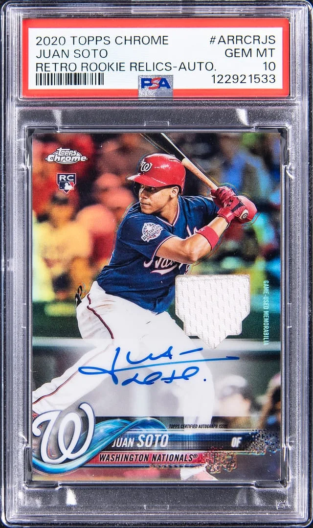 2020 Topps Chrome Juan Soto Retro Relics Autograph #ARRCR-JS card image