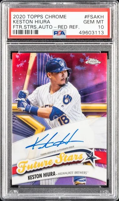 2020 Topps Chrome Keston Hiura Future Stars Autographs Red Refractor #FSA-KH card image