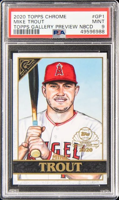 2020 Topps Chrome Mike Trout Topps Gallery Preview National Baseball Day #GP-1 card image