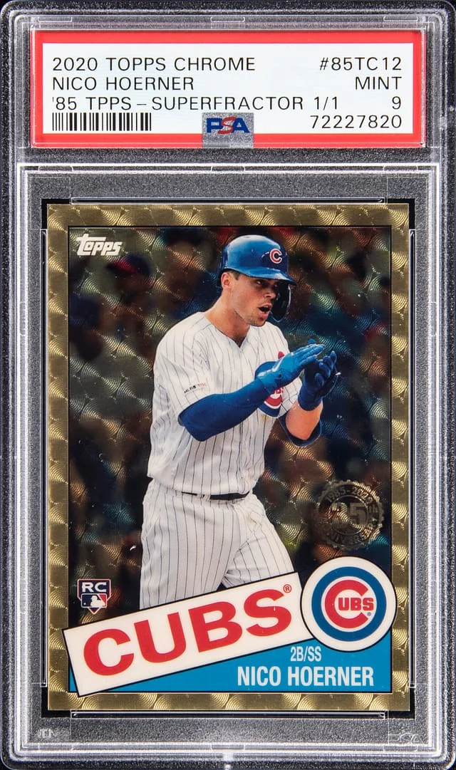 2020 Topps Chrome Nico Hoerner 1985 Topps SuperFractor #85TC-12 card image