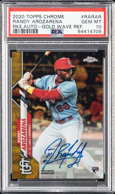 2020 Topps Chrome Randy Arozarena Autographs Blue Refractor #RARAR card image
