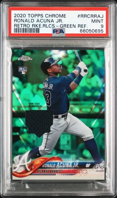 2020 Topps Chrome Ronald Acuna Jr. Retro Relics #RRCRRAJ card image