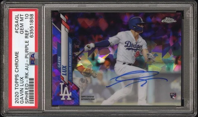 2020 Topps Chrome Sapphire Edition Autograph Purple Refractor Csagl Gavin Lux #no-number card image