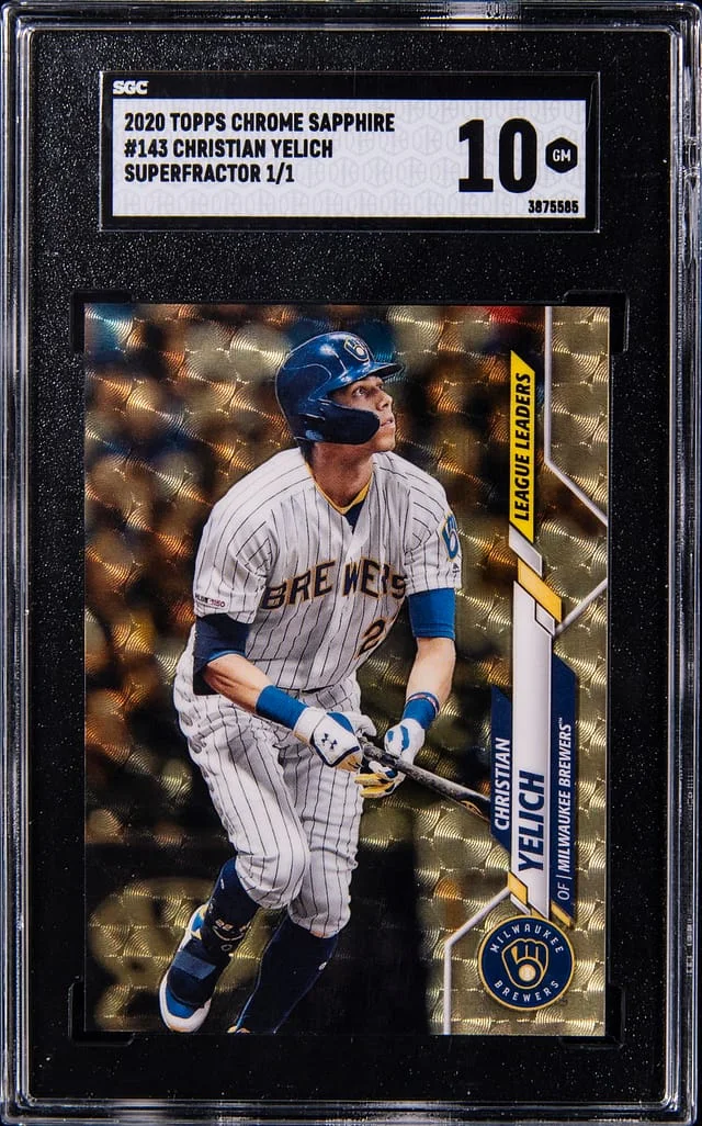 2020 Topps Chrome Sapphire Edition Christian Yelich SuperFractor #143 card image