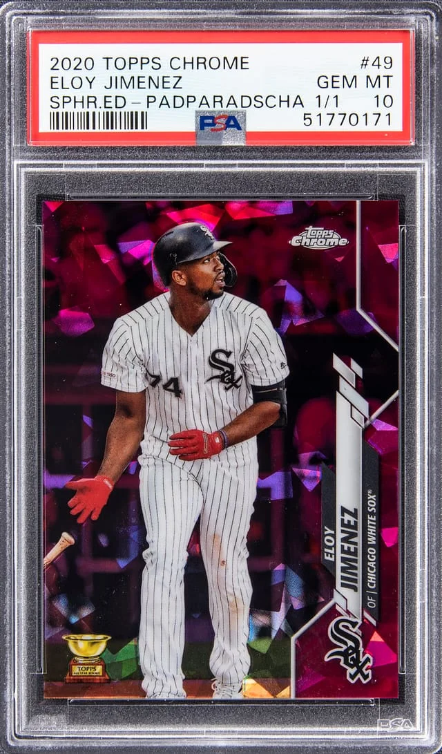 2020 Topps Chrome Sapphire Edition Eloy Jimenez Padparadscha #49 card image