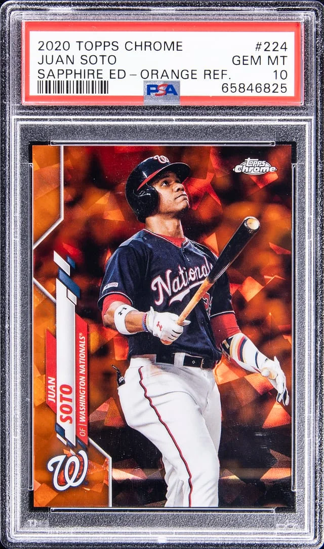 2020 Topps Chrome Sapphire Edition Juan Soto Orange Refractor #224 card image