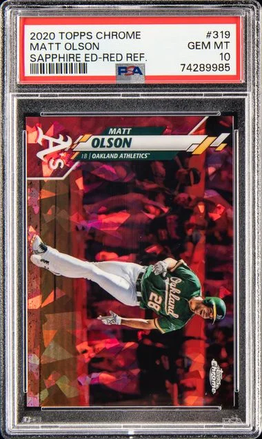 2020 Topps Chrome Sapphire Edition Matt Olson Red Refractor #319 card image