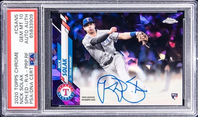 2020 Topps Chrome Sapphire Edition Nick Solak Autograph Purple Refractor #CSA-NS card image