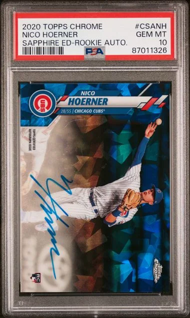 2020 Topps Chrome Sapphire Edition Nico Hoerner Autograph #CSANH card image