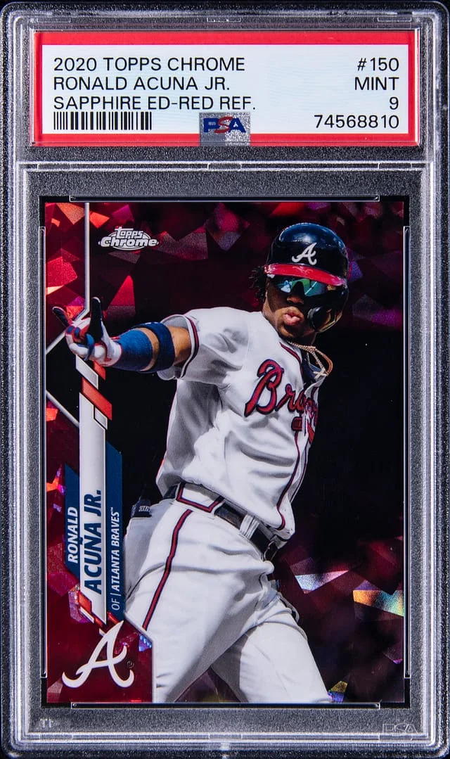 2020 Topps Chrome Sapphire Edition Ronald Acuna Jr. Red Refractor #150 card image