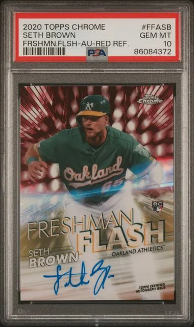 2020 Topps Chrome Seth Brown Freshman Flash Autograph-Red Refractor #FFASB card image