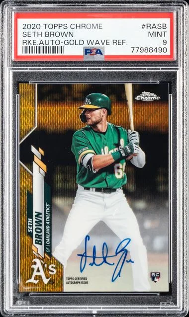 2020 Topps Chrome Seth Brown Autographs Gold Wave Refractor #RASB card image