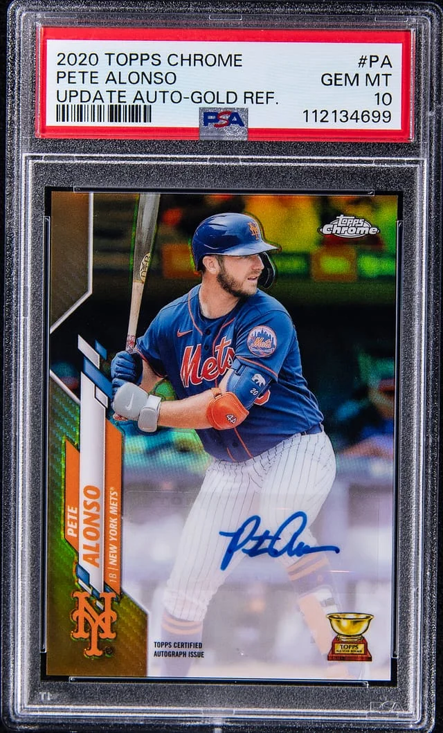 2020 Topps Chrome Update Pete Alonso Autograph Gold Refractor #PA card image
