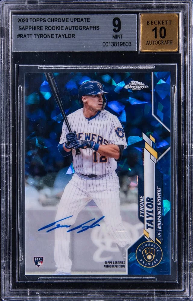 2020 Topps Chrome Update Sapphire Tyrone Taylor Autograph #RATT card image