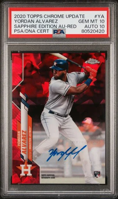 2020 Topps Chrome Update Sapphire Yordan Alvarez Edition Autographs Red #RA-YA card image