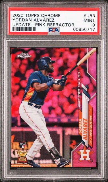 2020 Topps Chrome Yordan Alvarez Pink Refractor #U53 card image
