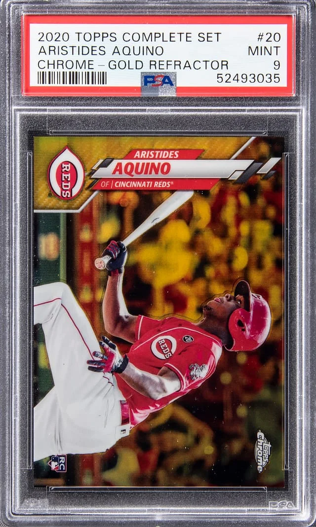 2020 Topps Complete Set Aristides Aquino Chrome Gold Refractor #20 card image