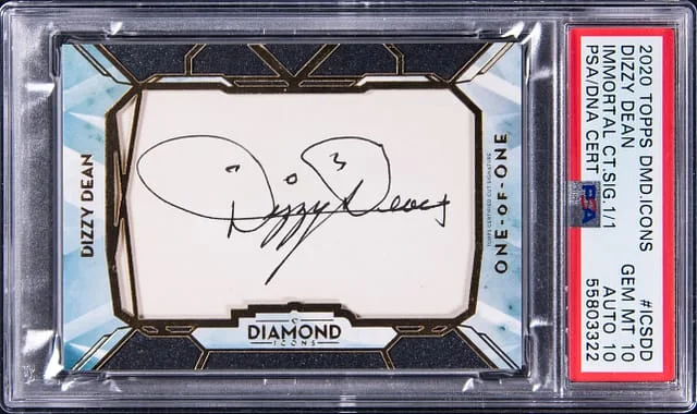 2020 Topps Dizzy Dean Diamond Icons Immortal Cut Signature #ICSDD card image